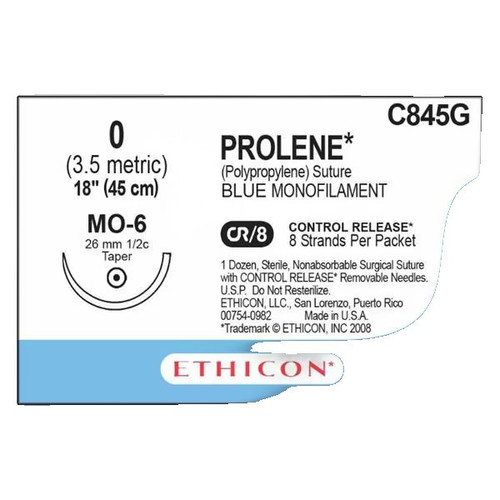 Johnson & - J Healthcare Systems - C845G - Suture, Prolene Blu Mono 0 18"Mo - 6