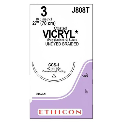 Johnson & - J Healthcare Systems - J808T - Suture, Vicryl Ud Br Ct 3 - 0 2 7" Ccs1
