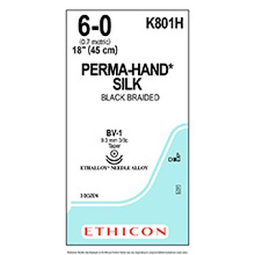 Johnson & - J Healthcare Systems - K801H - Suture, Silk Br 6 - 0 Dbl Armed Bv - 1 Blk 18"