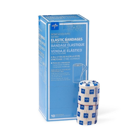 Medline - Matrix Fitness - Mds087004Lf - Elastic Bandage 4 Inch X 5 Yard Double Hook And Loop Closure Natural Nonsterile Medium Compression