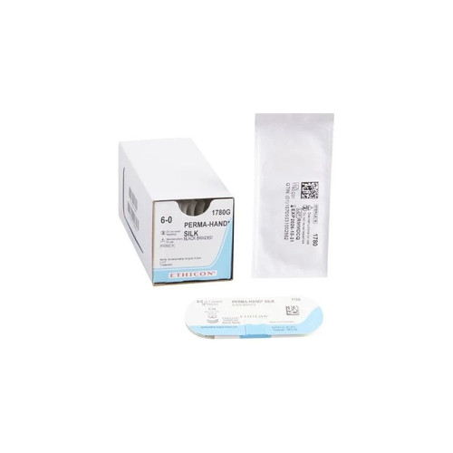 Johnson & - Perma-Hand - 1780G - Systems - Nonabsorbable Suture With Needle Silk S - 14 1/4 Circle Spatula Size 6 - 0 Braided