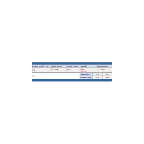 Johnson & - Perma-Hand - 765G - Systems - Nonabsorbable Suture With Needle Silk G - 7 1/2 Circle Reverse Cutting Size 6 - 0 Braided