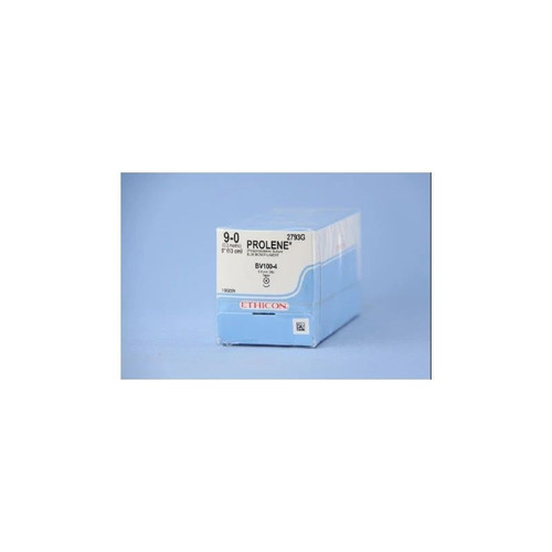 Johnson & - Prolene - 2793G - Systems Nonabsorbable Suture With Needle Polypropylene Bv100 - 3 3/8 Circle Taper Point Size 9 - 0 Monofilament