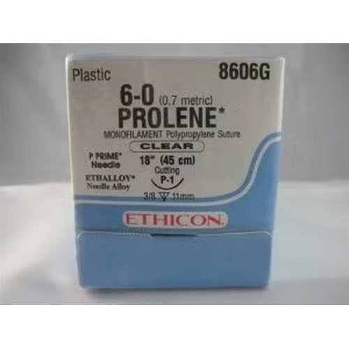Johnson & - Prolene - 8606G - Systems - Nonabsorbable Suture With Needle Polypropylene P - 1 3/8 Circle Precision Reverse Cutting Size 6 - 0 Monofilament