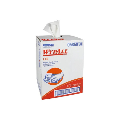 Kimberly Clark - Wypall - 05860 - L40 Dry - Up Hygienic Towel Light Duty White Nonsterile Double Re - Creped 19 - 1/2 X 42 Inch Disposable