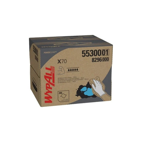Kimberly Clark - Wypall - 55300 - X70 Task Wipe Standard Absorbency White Nonsterile Soft Pulp / Polypropylene 11.1 X 16.8 Inch Reusable