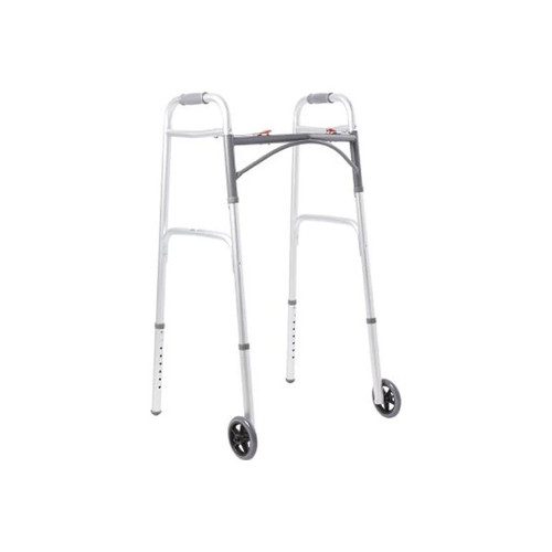 Mckesson - 146-10210-1 - Folding Walker Adjustable Height Aluminum Frame 350 Lbs Weight Capacity 32 To 39 Inch