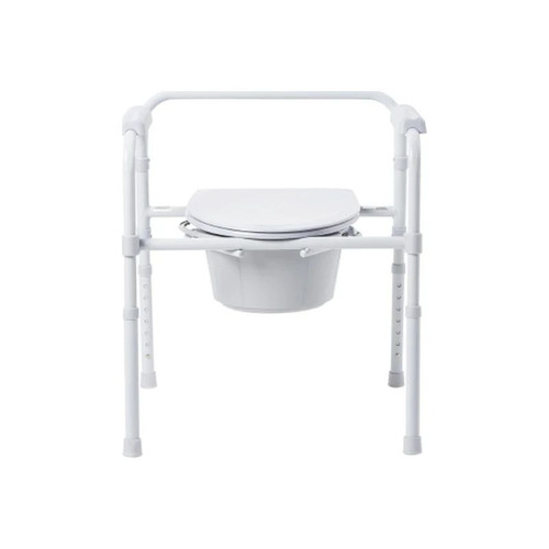 Mckesson - 146-11148-4 - Commode Chair Fixed Arms Steel Frame Back Bar 13 - 1/2 Inch Seat Width 350 Lbs Weight Capacity