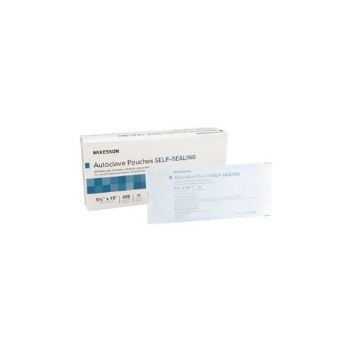 Mckesson - 16-6424 - Sterilization Pouch Ethylene Oxide (Eo) Gas / Steam 5 - 1/4 X 10 Inch Transparent Blue White Self Seal Paper Film