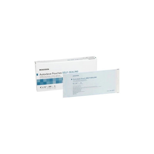 Mckesson - 16-6426 - Sterilization Pouch Ethylene Oxide (Eo) Gas / Steam 8 X Inch Transparent Blue White Self Seal Paper Film