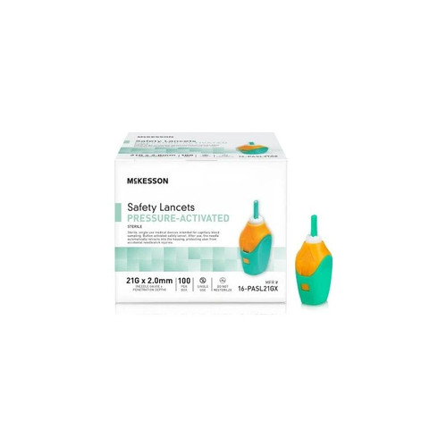 Mckesson - 16-Pasl21Gx - Safety Lancet 21 Gauge Retractable Pressure Activated Finger