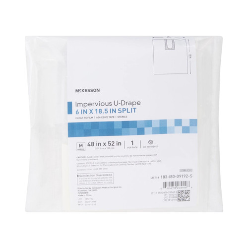 Mckesson - 183-I80-09192-S - Orthopedic Drape Impervious U - 52 W X 48 L Inch Sterile