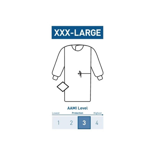Mckesson - 183-I90-7050-S1 - Non - Reinforced Surgical Gown With Towel 3X - Large Blue Sterile Aami Level 3 Disposable