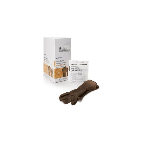 Mckesson - 20-1365N - Perry Surgical Glove Size 6.5 Sterile Latex Standard Cuff Length Smooth Brown Not Chemo Approved