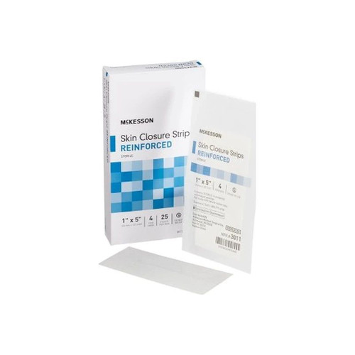 Mckesson - 3011 - Skin Closure Strip 1 X 5 Inch Nonwoven Material Reinforced White