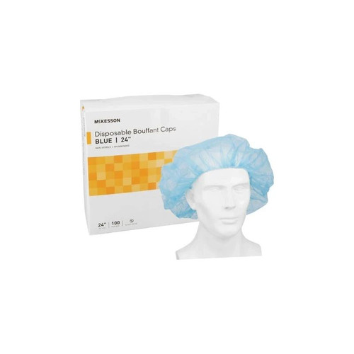 Mckesson - 40181100 - Bouffant Cap Blue Elastic Closure
