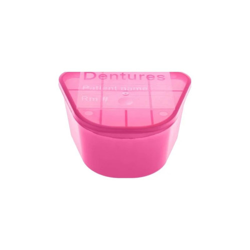 Mckesson - 51-H980-91 - Denture Cup 8 Oz Pink Hinged Lid Single Patient Use