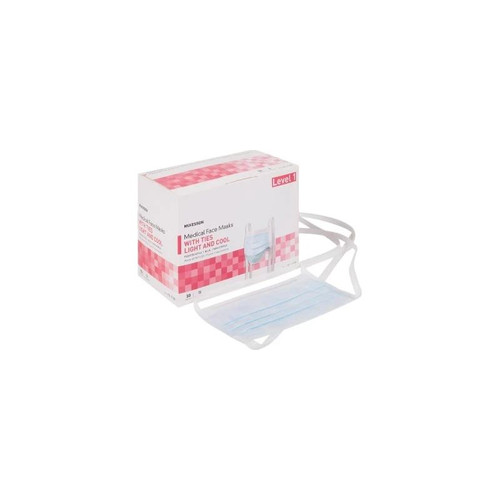 Mckesson - 91-1100 - Surgical Mask Pleated Tie Closure One Size Fits Most Blue Nonsterile Astm Level 1 Adult
