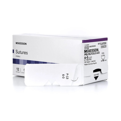 Mckesson - Sj492Gx - Suture, 6 - 0 Polygly Acid 18" P - 13