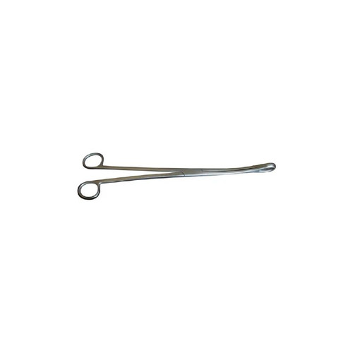 Medgyn - 031145 - Placenta Forceps Hern - Kelly 12 Inch Length Surgical Grade Stainless Steel Nonsterile Nonlocking Finger Ring Handle Slightly Curved 19 Mm Serrated Fenestrated Oval Jaws