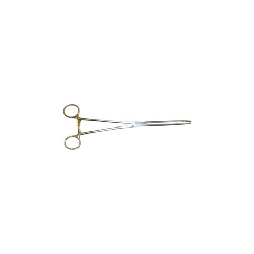 Medgyn - 031161 - Uterine Dressing Forceps Bozeman 10 - 1/2 Inch Length Surgical Grade Stainless Steel Nonsterile Ratchet Lock Finger Ring Handle Straight Serrated Oval Jaws