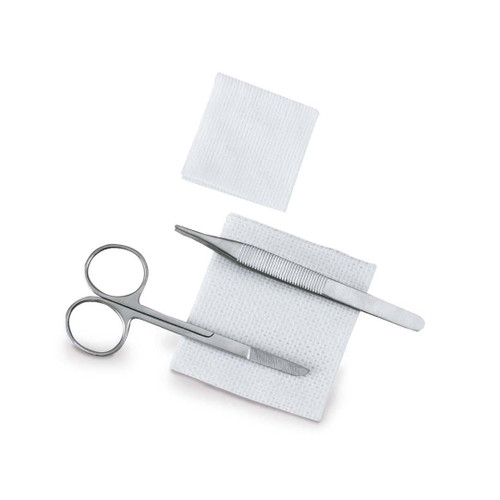 Medical Action Industries - 2632 - Suture Removal Kit Tray Includes Ss Iris Scissor Thumb Forceps Alcohol Prep Pad 2" X Gauze 50 - Cs