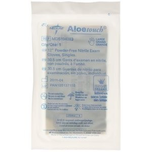 Medline - Aloetouch - Mds194083 - Exam Glove Large Sterile Single Nitrile Extended Cuff Length Fully Textured Green Chemo Tested