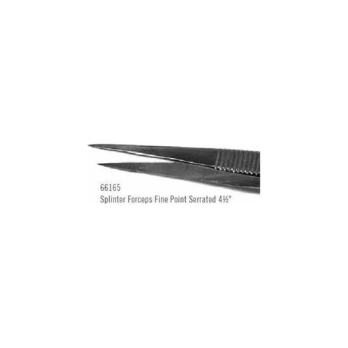 Medline - Centurion - 66165 - Splinter Forceps 4 - 1/2 Inch Length Floor Grade Stainless Steel Sterile Nonlocking Thumb Handle Straight Fine Serrated Tips