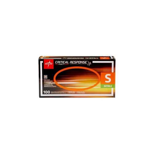 Medline - Cr911S - Exam Glove Small Nonsterile Nitrile Standard Cuff Length Fully Textured Orange Chemo Tested / Fentanyl
