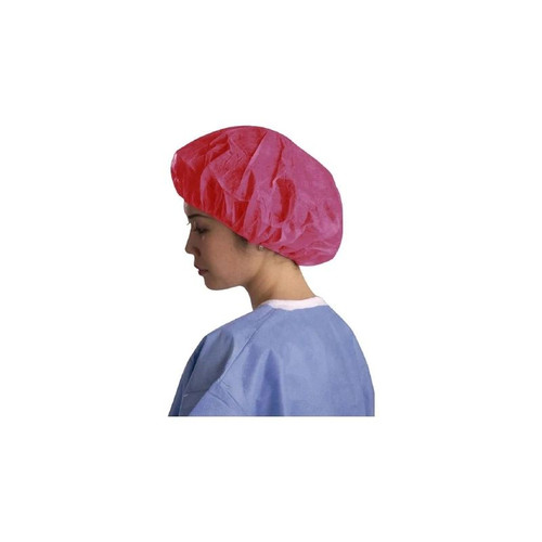 Medline - Cri1009 - Bouffant Cap Large Red Elastic Closure
