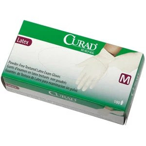 Medline - Curad - CUR8107 - Exam Glove X-Large Nonsterile Latex Standard Cuff Length Fully Textured Beige Not Rated 
