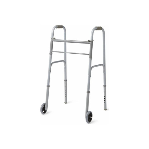 Medline - Mds86410W54B - Two - Button Folding Walkers With Wheels