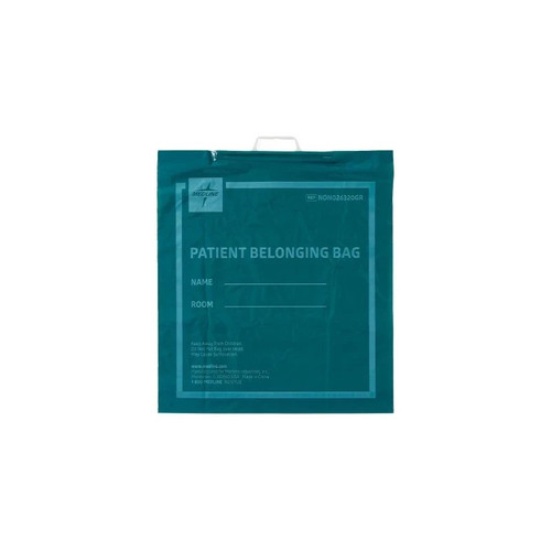 Medline - Non026320gr - Patient Belongings Bag 18 X 20 Inch Plastic Rigid Handle Closure Dark Green