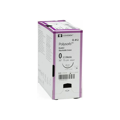 Medtronic - Polysorb - Cl-537 - Mitg - Absorbable Suture With Needle Polyester Hos - 11 1/2 Circle Reverse Cutting Size 0 Braided