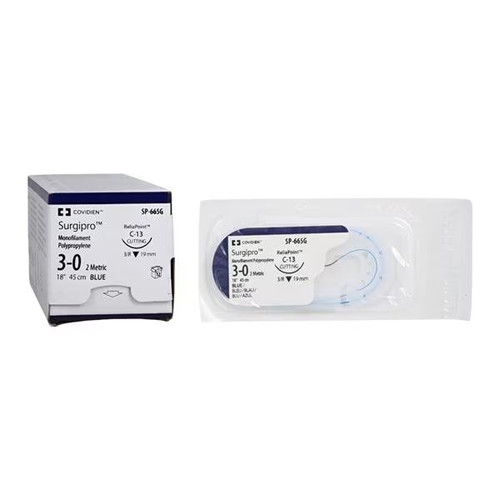 Medtronic - Surgipro - Sp-655 - Mitg - Nonabsorbable Suture With Needle Polypropylene C - 13 3/8 Circle Reverse Cutting Size 3 - 0 Monofilament