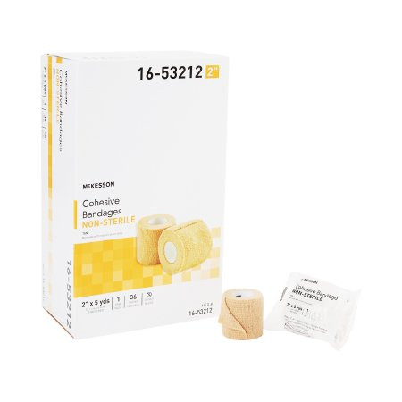 Mckesson - 16-53212 - Cohesive Bandage 2 Inch X 5 Yard Self - Adherent Closure Tan Nonsterile Standard Compression