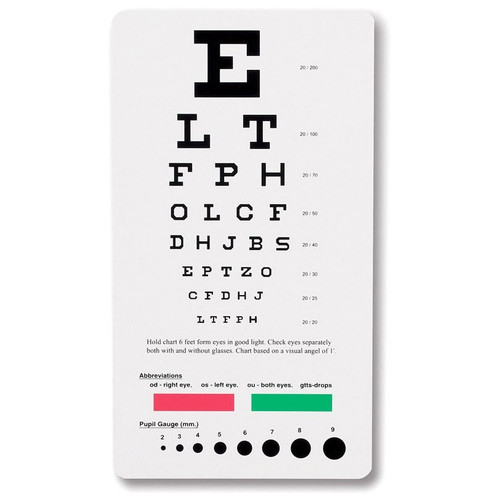Prestige Medical - 3909 - Eye Chart Snellen Pckt
