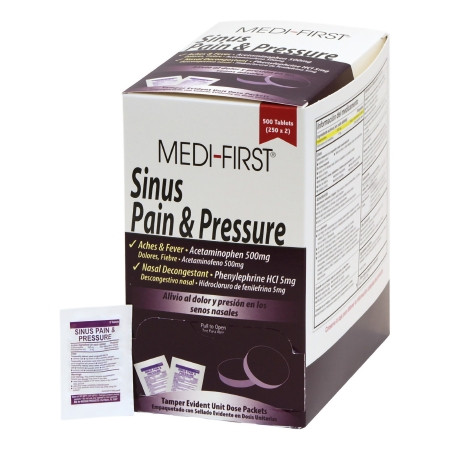 Medique Products - Medi-First - 81913 - Sinus Relief 500 Mg - 5 Strength Tablet Per
