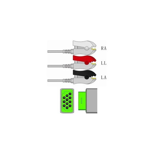 Sage Services Group - A02-03P - Ecg Cable 11 - Pin Connector Monitor Side, 3 Lead, Grabber, 3.0M