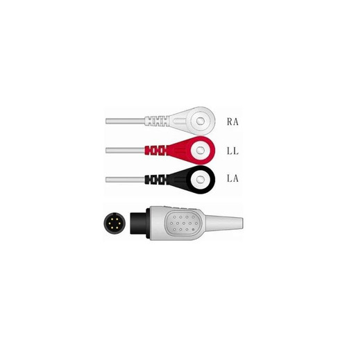 Sage Services Group - A11-03S - Ecg Cable 6 - Pin Connector Monitor Side, 3 Lead, Snap, 2.5M