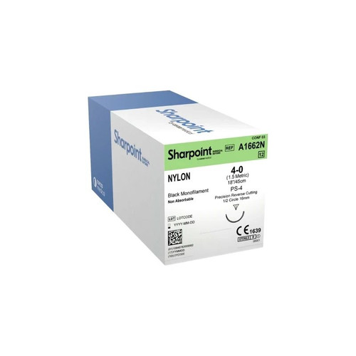 Surgical Specialties - A1662n - Nylon Suture, Monofilament, Reverse Cutting, 1/2 Circle