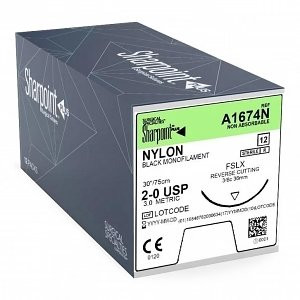 Surgical Specialties - A1674N - Suture, Monofilament 2 - 0 Ps - Blk 1"X30" 36Mm