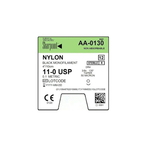 Surgical Specialties - Aa-0130 - Suture, Sharpoint Mono Nyl 11 - 0 4" Dr - 4