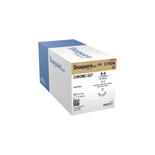 Surgical Specialties - C792n - Chromic Gut Suture, Reverse Cutting, 3/8 Circle