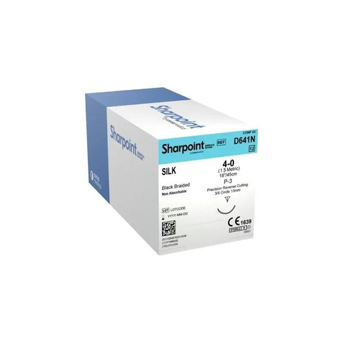 Surgical Specialties - D641N - Suture, Silk Blk Braided 4 - 0 18"/45Cm