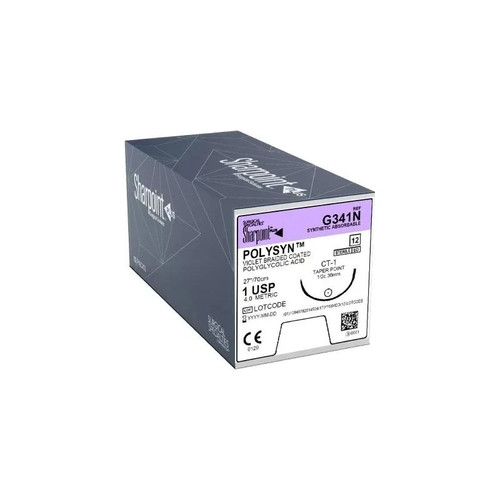 Surgical Specialties - G341N - Suture, Polysyn Acid Violet Braided Coated T8 - 1 - Vio Br P
