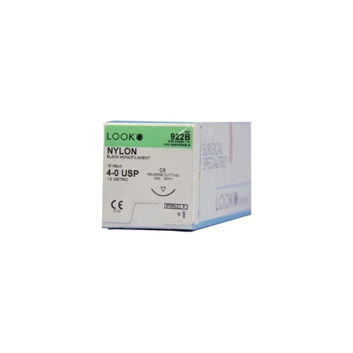 Surgical Specialties - Look - 922B - Nonabsorbable Suture With Needle Nylon C - 6 3/8 Circle Reverse Cutting Size 4 - 0 Monofilament