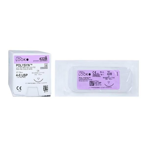 Surgical Specialties - Polysyn - 422B - Absorbable Suture With Needle Polyglycolic Acid C - 6 3/8 Circle Reverse Cutting Size 4 - 0 Braided