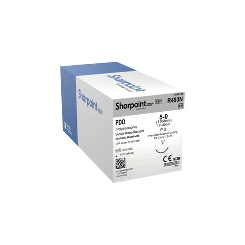 Surgical Specialties - R493N - Pdo Suture, Violet Monofilament, Reverse Cutting, P - 3, 3/8 Circle