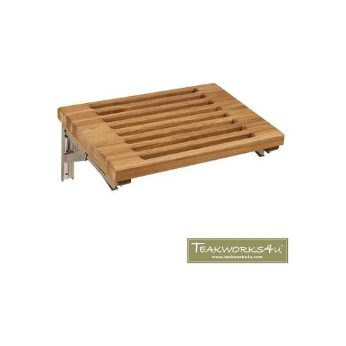 Teakworks4U - Tbf-18Ws - Tbf18Ws - Wall Mount Fold Shower Bench With Slats Burmese Teak